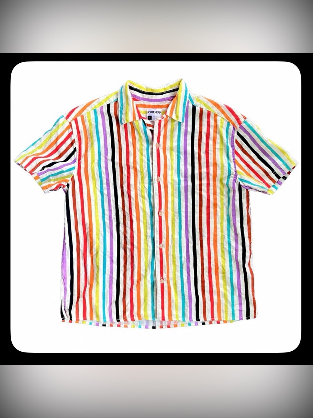 PRIDEO Pride Rainbow Stripe Button-Up Shirt Mens/Womens Size S